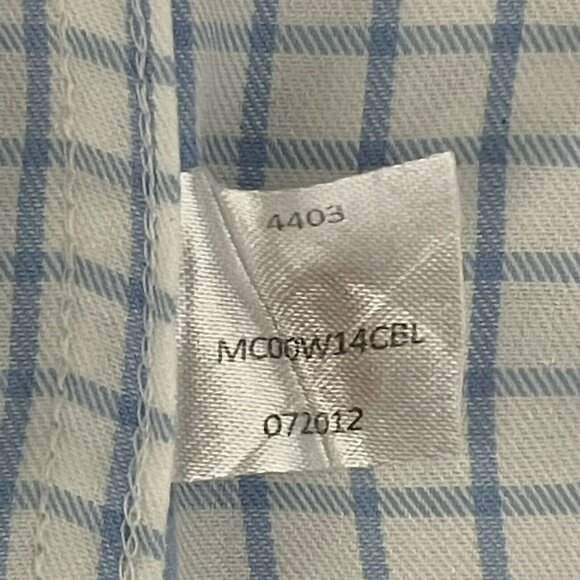 Peter Millar Mens Medium Blue Checkered Cotton Button-Down Shirt - Picture 9 of 11